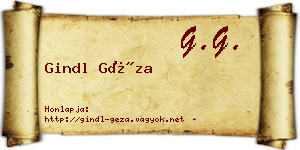 Gindl Géza névjegykártya